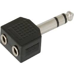 ADAPTADOR 2 JACK 3,5mm STEREO HEMBRA - JACK 6,3mm STEREO MACHO