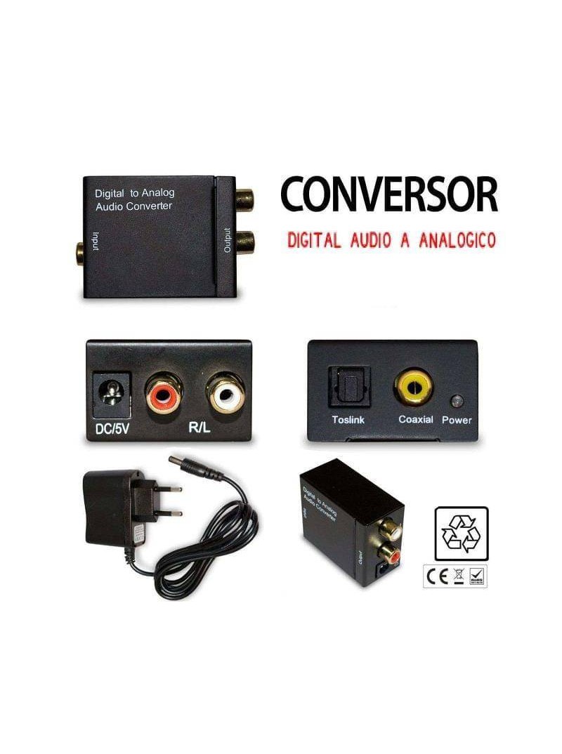 CONVERSOR / ADAPTADOR ENTRADA OPTICA Y COAXIAL - SALIDA 2 RCA HEMBRA - AUDIO - CON TRANSFORMADOR