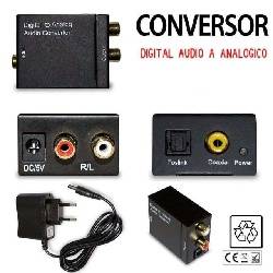 CONVERSOR / ADAPTADOR ENTRADA OPTICA Y COAXIAL - SALIDA 2 RCA HEMBRA - AUDIO - CON TRANSFORMADOR