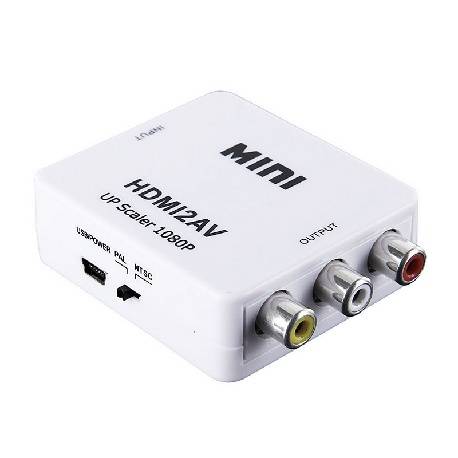 CONVERSOR / ADAPTADOR ENTRADA HDMI HEMBRA - SALIDA AV 3 RCA HEMBRA CON CABLE USB - BOX