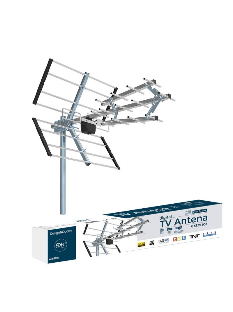 ANTENA TDT HD EDM UHF 470-790mhz - 15-20dBs - 17 ELEMENTOS - 75CM LONGITUD
