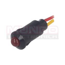 LAMPARA INDICADORA LED 24VDC - ORIFICIO MONT. 8,2mm - PLASTICO - ROJO - CABLE 170mm