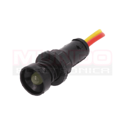 LAMPARA INDICADORA LED 12 a 24VDC - 12 a 24VCA - ORIFICIO 10mm - CABLE 300mm - AMARILLO