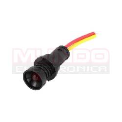LAMPARA INDICADORA LED 12 a 24VDC - 12 a 24VCA - ORIFICIO 10mm - CABLE 300mm - ROJO