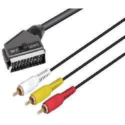 CONEXION PERITEL - EUROCONECTOR MACHO - 3 RCA MACHO [IN / OUT] 2 METROS