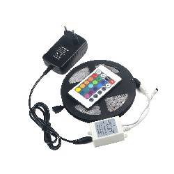 TIRA DE LED FLEXIBLE - RGB - 150 LEDs - 5 METROS - 12VDC - IP61 + DRIVER c/MANDO + ALIMENTADOR