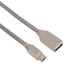 CONEXION MICRO-USB 2.0 - METAL TRENZADO - 1 METRO - ALTA DURABILIDAD - GRIS PLATA