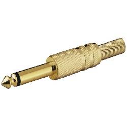 CONECTOR JACK 6,3mm MONO MACHO - DORADO - SOLDAR