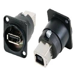 TOMA USB PARA CHASIS NEUTRIK USB A - USB B - NEGRO CARCASA NIQUELADA FORMATO D