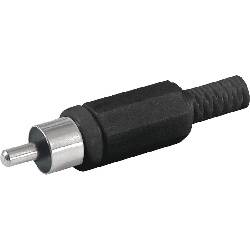 CONECTOR RCA MACHO - PLASTICO - SOLDAR --- NEGRO