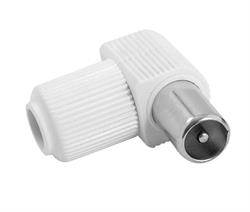 CONECTOR ANTENA TV MACHO - ACODADO - BLANCO