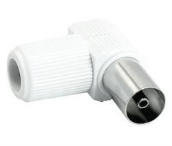 CONECTOR ANTENA TV HEMBRA - ACODADO - BLANCO