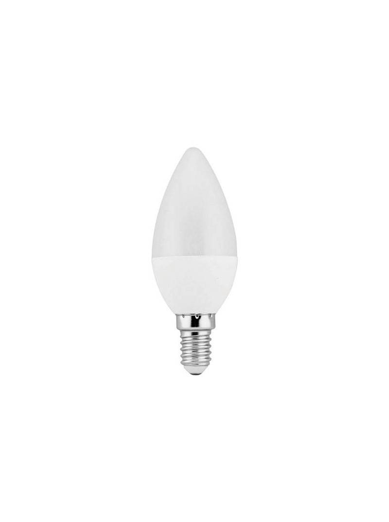 LAMPARA LED PLASTICO - ALUMINIO C37 VELA - ROSCA E14 - 6W - 5000K - LUZ FRIA