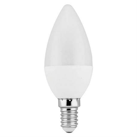LAMPARA LED PLASTICO - ALUMINIO C37 VELA - ROSCA E14 - 6W - 5000K - LUZ FRIA