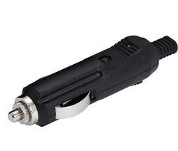 CONECTOR MACHO DE MECHERO DE COCHE - PARA SOLDAR - CON LED F3A - NEGRO
