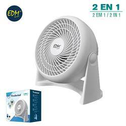 VENTILADOR 2 EN 1 EDM 50W - 18 CM DIAMETRO - BLANCO - 27,7X26,5X15,5CM - PIE O PARED