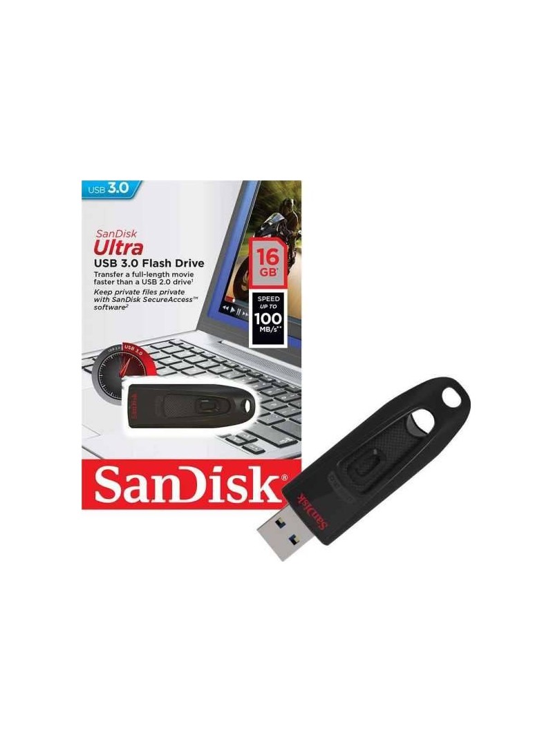 MEMORIA FLASH - PENDRIVE 16GB USB3.0 SANDISK CRUZER ULTRA - NEGRO