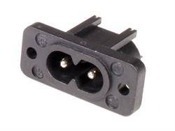CONECTOR ALIMENTACION IEC 60320 - C7 - EMPOTRAR CHASIS - 2,5A - SOLDAR - PARA CABLES C8