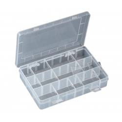 CAJA PLASTICO AJUSTABLE 24 DEPARTAMENTOS 200x135x39mm - TRANSPARENTE