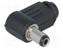 CONECTOR JACK ALIMENTACION ACODADO 5,5x2,5mm LARGO 9mm