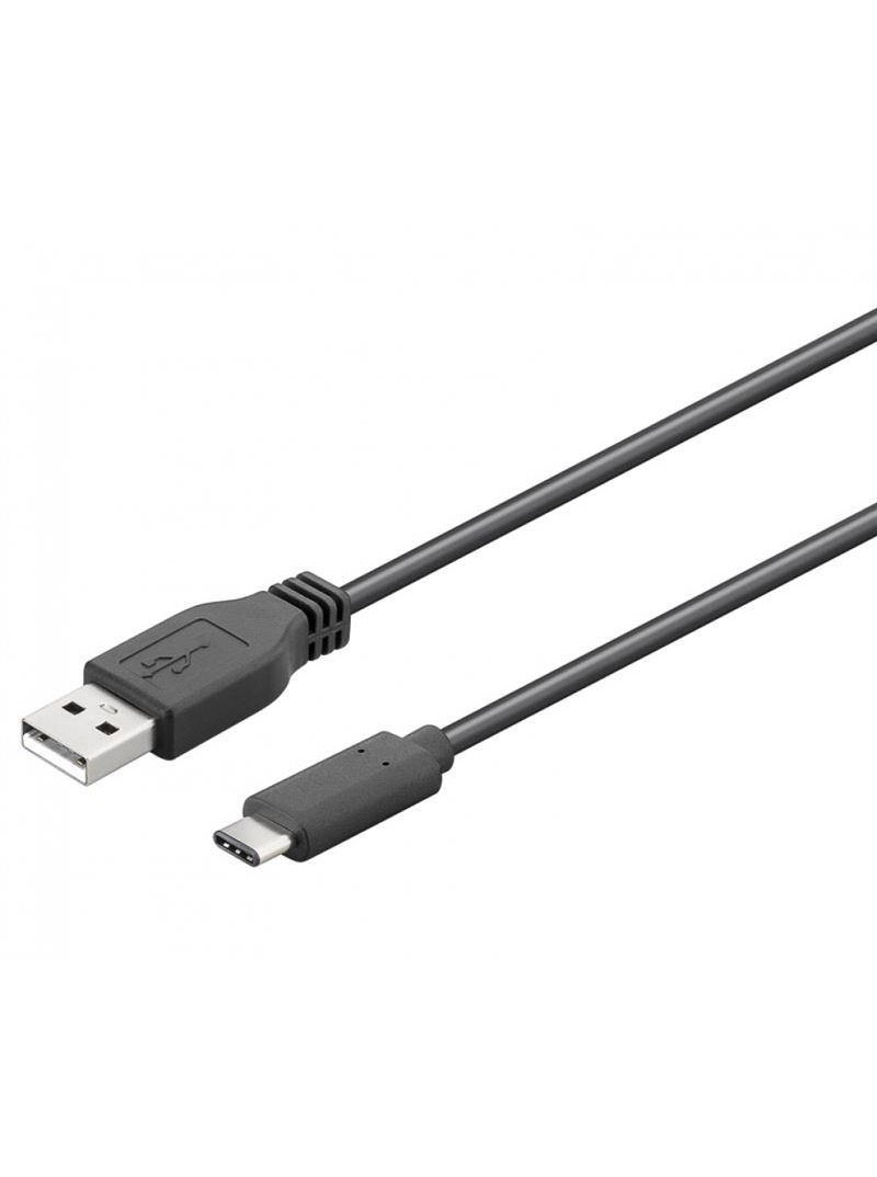 CONEXION USB A 2.0 MACHO - USB TIPO C MACHO - 2 METROS - NEGRO