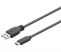 CONEXION USB A 2.0 MACHO - USB TIPO C MACHO - 2 METROS - NEGRO