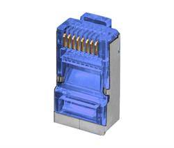 CONECTOR MODULAR RED RJ45 FTP - 8 VIAS BLINDADO CAT6 - 3 MICRAS ORO - 100 UNIDADES