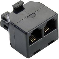 ADAPTADOR - DUPLICADOR TELEFONO - RJ11 MACHO - 2 RJ11 HEMBRA - NEGRO