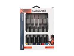 JUEGO 6 DESTORNILLADORES - PUNTAS PLANA Y PHILIPS - LONG 130mm - EN ESTUCHE