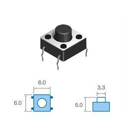 MICRO PULSADOR DE TACTO DIP 4 PIN - (ON) OFF - PARA PCB PASANTE - 6x6x5mm