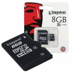 MEMORIA MICRO SD 8GB KINGSTON - CL4 - CON ADAPTADOR A SD