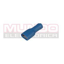TERMINAL PLANO FASTON HEMBRA AISLADO 6.3mm - CABLE 1,5 A 2,5mm - AZUL - 1 UNIDAD