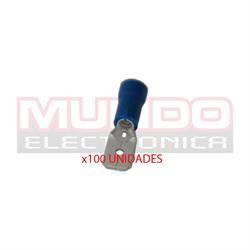 TERMINAL PLANO FASTON MACHO PREAISLADO 6.3mm - CABLE DE 1,5 A 2,5mm - AZUL - 100 UNIDADES