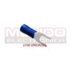 TERMINAL DE HORQUILLA PREAISLADOR - M4 4,3mm - CABLE 1,5mm - 2,5mm - AZUL - 100 UNIDADES