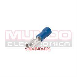 TERMINAL PLANO FASTON HEMBRA PREAISLADO 6.3mm - CABLE DE 1,5 A 2,5mm - AZUL - 100 UNIDADES