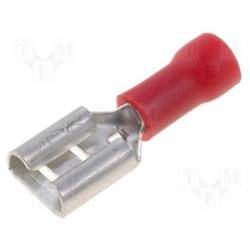 TERMINAL PLANO FASTON HEMBRA PREAISLADO 6.3mm - CABLE DE 0,5 A 1,5mm - ROJO - 1 UNIDAD