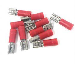 TERMINAL PLANO FASTON HEMBRA PREAISLADO 6.3mm - CABLE DE 0,5 A 1,5mm - ROJO - 100 UNIDADADES