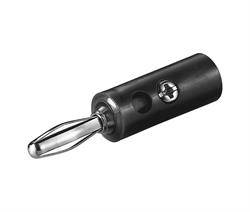 BANANA MACHO - AEREO - 4mm - NEGRO - CON TORNILLO Y TOMA CORRIENTE TRANSVERSAL