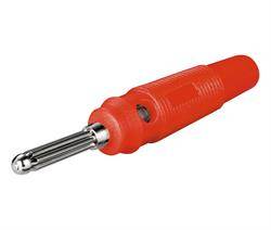 BANANA MACHO - AEREO - 4mm - ROJO - TORNILLO Y TOMA CORRIENTE TRANSVERSAL - GOMA