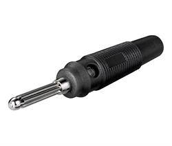 BANANA MACHO - AEREO - 4mm - NEGRO - TORNILLO Y TOMA CORRIENTE TRANSVERSAL - GOMA