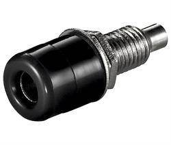 CONECTOR BANANA - HEMBRA - 4mm - PANEL - ORIFICIO MONTAJE 6,75mm - M4- NEGRO - SOLDAR