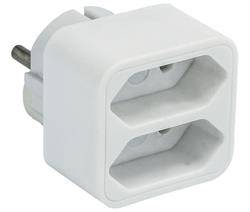 DISTRIBUIDOR DE RED - SCHUKO MACHO - 2 SALIDAS HEMBRA EUROPEA - 2,5A 250V - BLANCO
