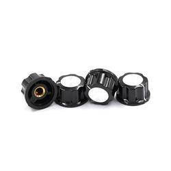 PERILLA CON INDICADOR PARA DE EJE 6mm - 27x15mm - FIJACION A TORNILLO - NEGRO