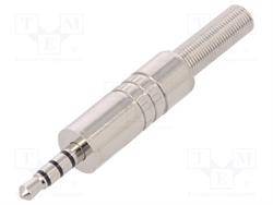 CONECTOR JACK PROFESIONAL - MACHO - 3,5mm  - 4 VIAS - SOLDAR - METALICO