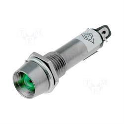 LAMPARA INDICADORA LED - 12VDC - PANEL - METAL - ORIFICIO MONT 8,2mm - VERDE