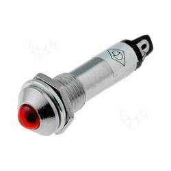 LAMPARA INDICADORA LED - 24VDC - PANEL - METAL - ORIFICIO MONT 8,2mm - ROJO