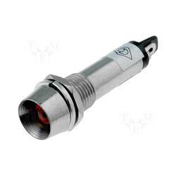 LAMPARA INDICADORA LED - 12VDC - PANEL - METAL - ORIFICIO MONT 8,2mm - ROJO