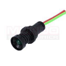 LAMPARA INDICADORA LED - 220VCA - ORIFICIO 10mm - CABLE 300mm - VERDE