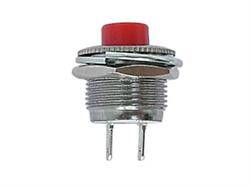 PULSADOR PRESION - NO - 1 POSICION - 1A  250V - ORIFICIO MONT 12mm - CAPUCHON ROJO - METAL