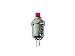 PULSADOR PRESION - NO - 1 POSICION - 0,5A 125V - ORIFICIO MONT 5mm - BOTON ROJO - METAL